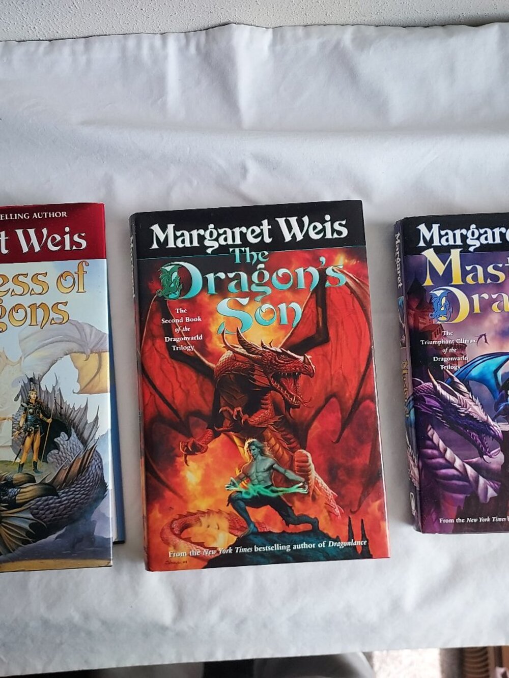 Dragonvarld Trilogy by Margaret Weis, 1st Edition, TOR Fantasy, Hardcover